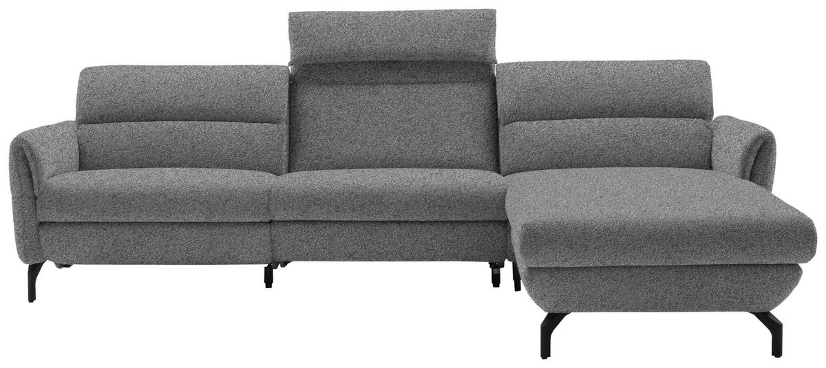 ECKSOFA in Chenille Grau  299/187 cm  - Schwarz/Grau, Design, Textil/Metall (299/187cm) - Schöner Wohnen