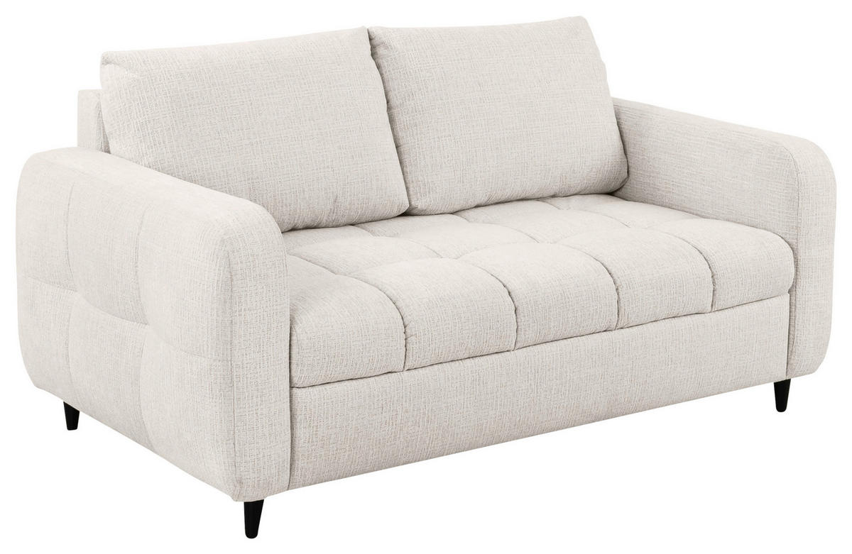 2-SITZER-SOFA Flachgewebe Perlmutt  - Perlmutt/Schwarz, MODERN, Holz/Textil (167/88/101cm) - Lomoco