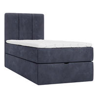 BOXBETT 70/200 cm,  in Dunkelblau, Matratze, gepolstertes Kopfteil, Bettkasten, Topper, H3 = fest  - Schwarz/Dunkelblau, Design, Holzwerkstoff/Kunststoff (70/200cm) - Esposa