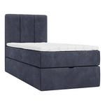 BOXBETT 90/200 cm,  in Dunkelblau, Matratze, gepolstertes Kopfteil, Bettkasten, Topper, H3 = fest  - Schwarz/Dunkelblau, Design, Holzwerkstoff/Kunststoff (90/200cm) - Esposa