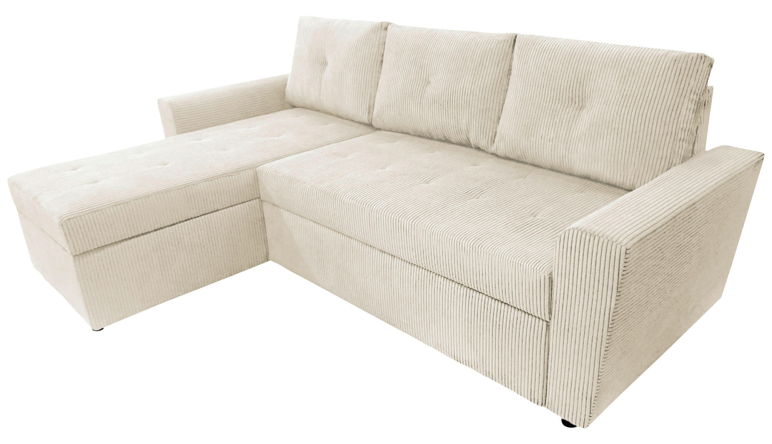 ECKSOFA in Cord Beige 155/231 cm - Beige/Schwarz, Design, Kunststoff/Textil (155/231cm) - MID.YOU