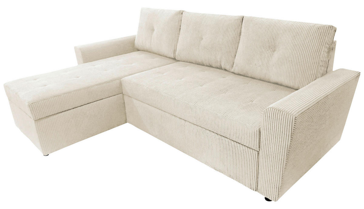 ECKSOFA in Cord Beige  155/231 cm  - Beige/Schwarz, Design, Kunststoff/Textil (155/231cm) - MID.YOU