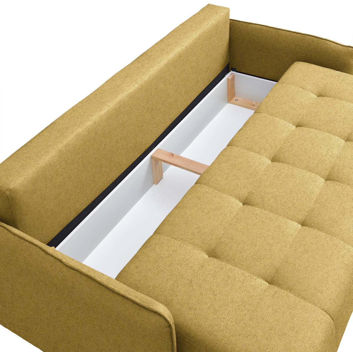 SCHLAFSOFA  in Chenille Currygelb  - Currygelb/Buchefarben, Design, Holz/Textil (217/97/101cm) - Carryhome