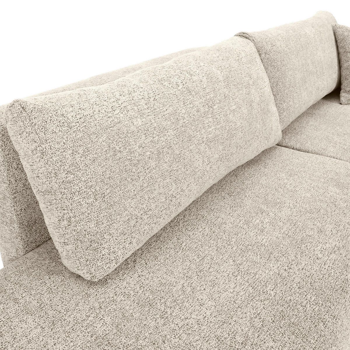 ECKSOFA Beige Flachgewebe Zierkissen, Rückenkissen, Bettkasten, Schlaffunktion, Rücken echt, Liegefläche im Originalstoff  - Beige/Schwarz, KONVENTIONELL, Kunststoff/Textil (260/145cm) - Carryhome