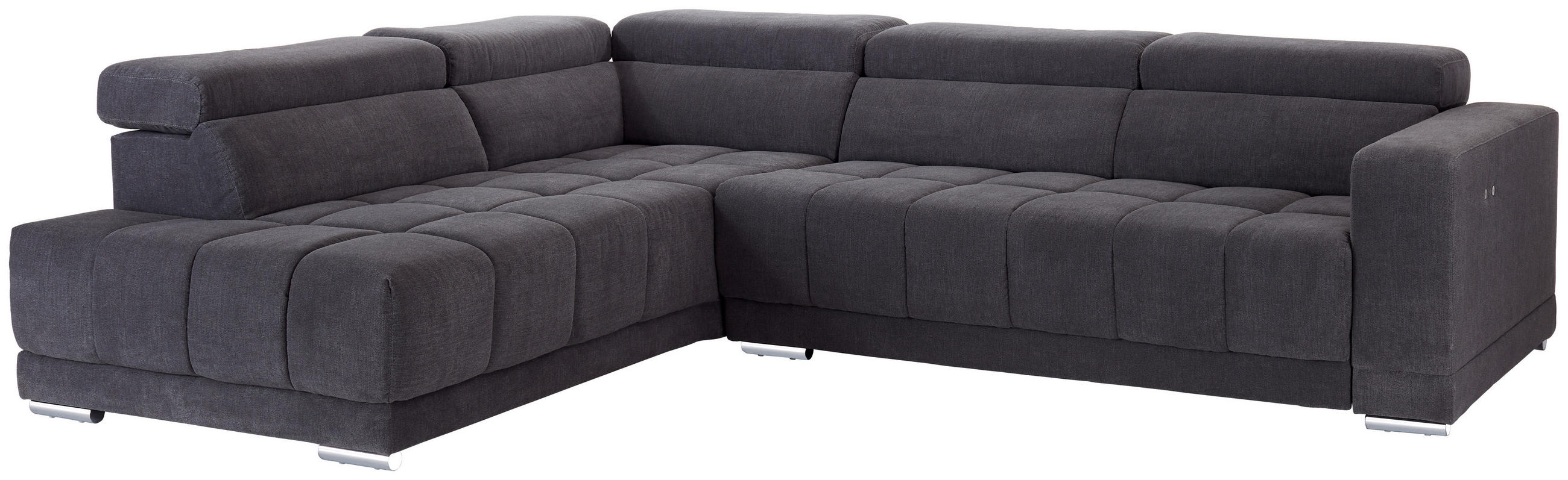 ECKSOFA Grau Webstoff  - Silberfarben/Grau, MODERN, Holz/Textil (212/299cm) - Livetastic