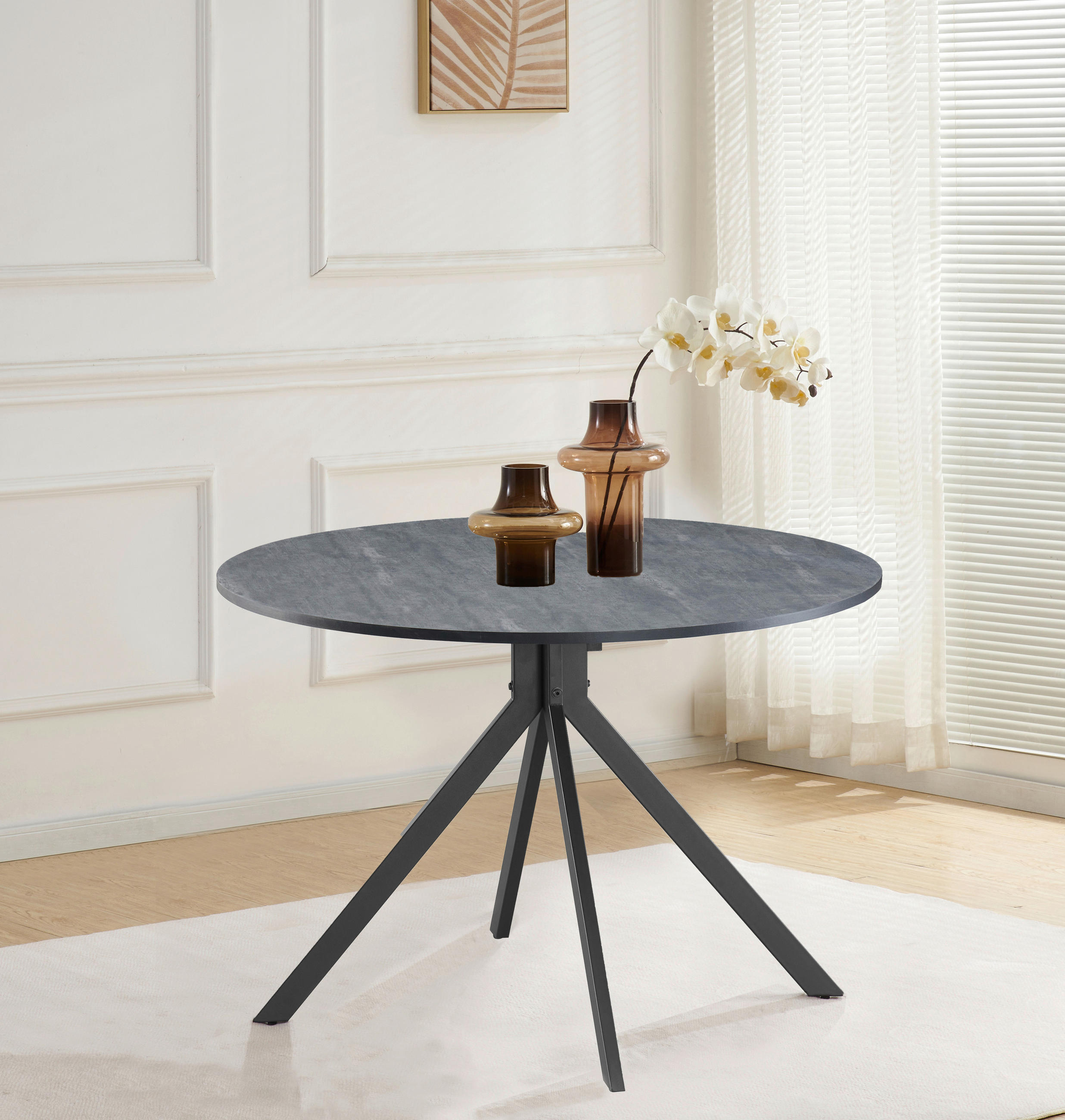 ESSTISCH in Metall, Holzwerkstoff  - Schwarz/Grau, KONVENTIONELL, Holzwerkstoff/Metall (110/76/110cm) - MID.YOU