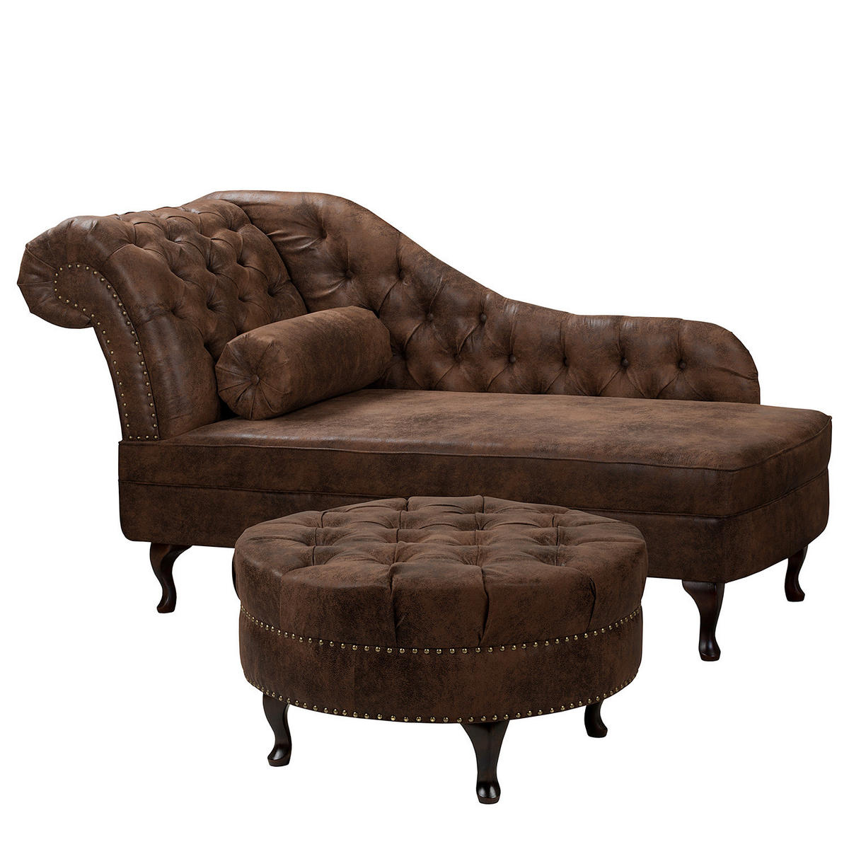 HOCKER Pako Lederlook Dunkelbraun  - Dunkelbraun/Braun, Design, Holz/Textil (80/45/80cm) - Livetastic