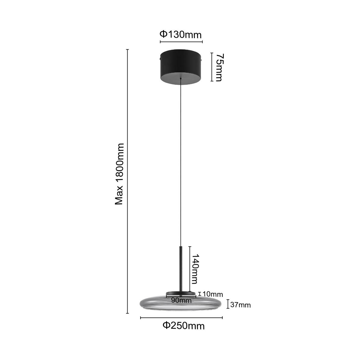 LED-HÄNGELEUCHTE Felis   - Schwarz, Basics, Glas/Metall (25cm) - Novel