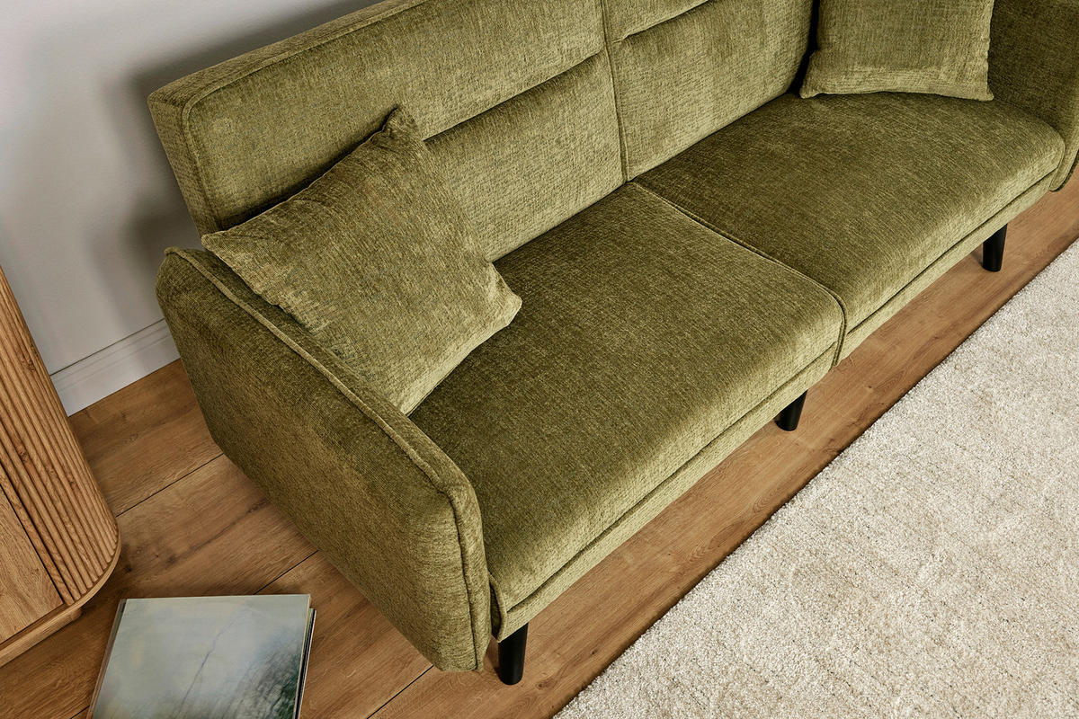 SCHLAFSOFA Bouclé Grün, Opal  - Champagner/Opal, MODERN, Holz/Textil (191/83/84cm) - Livetastic