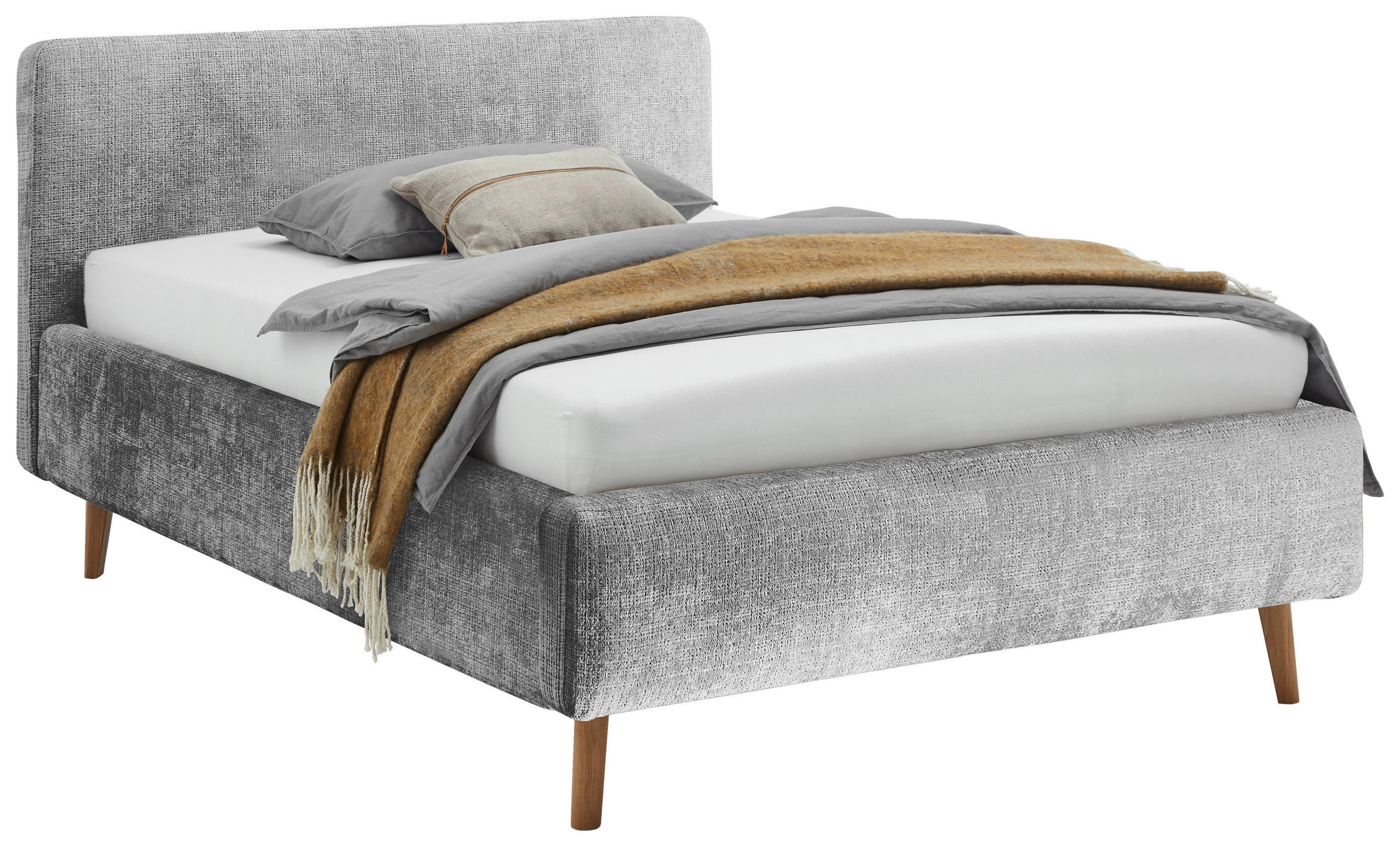 Thumbnail - Xora Polsterbett, Grau, Holz, Esche, massiv, 140x200 cm, Reach, gepolstertes Kopfteil, Stoffauswahl, in verschiedenen Gr...