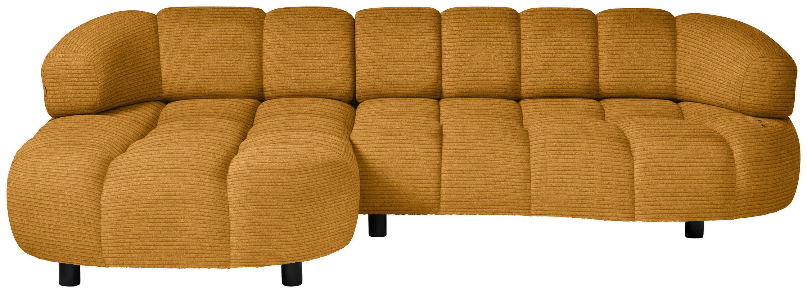 ECKSOFA in Cord, Velours Currygelb  183/284 cm  - Currygelb/Schwarz, Design, Holz/Textil (183/284cm) - Welnova