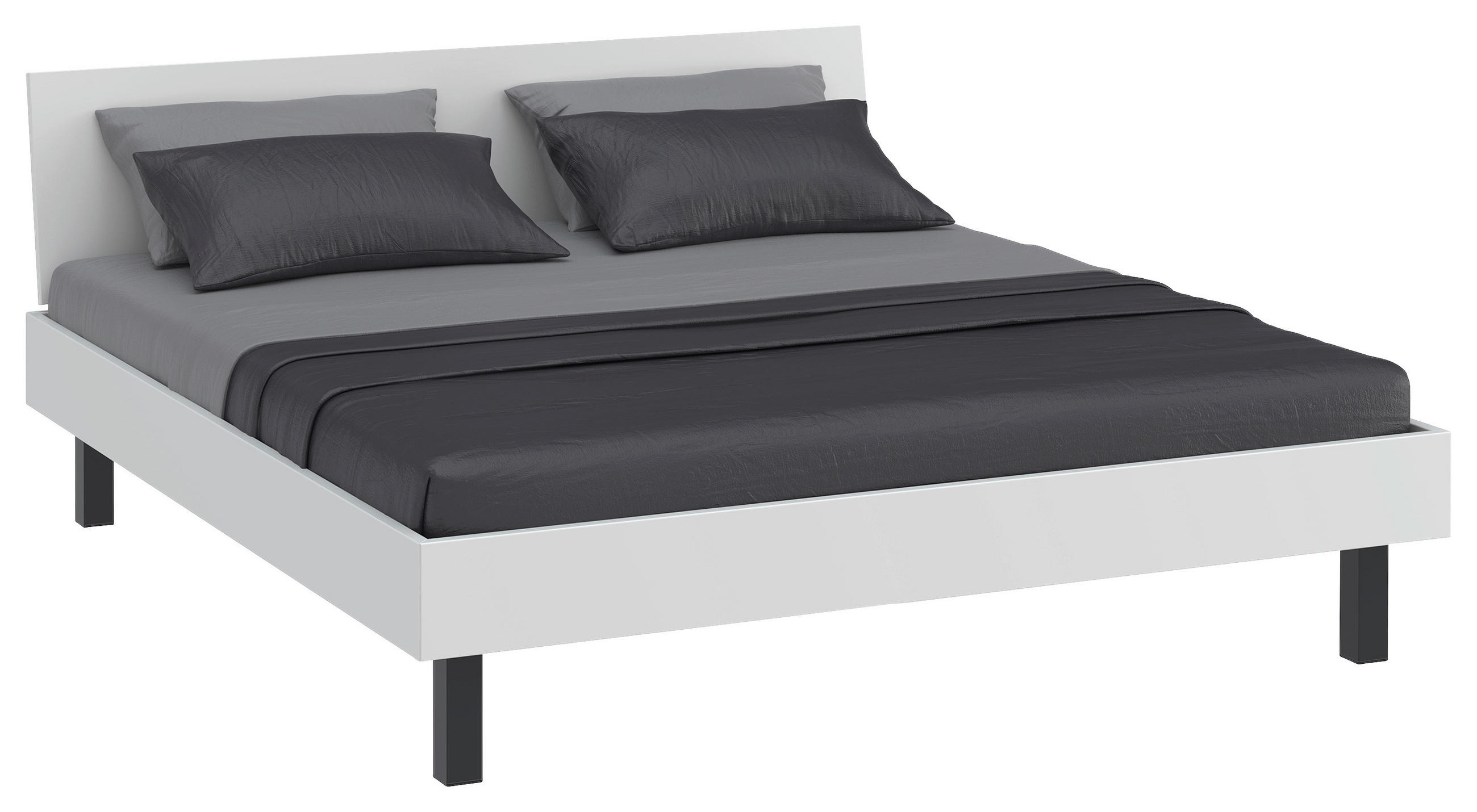 BETT 180/200 cm,  in Weiß  - Schwarz/Weiß, Design, Metall (180/200cm) - Xora