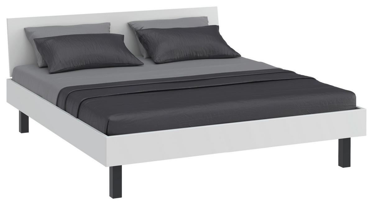 BETT 180/200 cm,  in Weiß  - Schwarz/Weiß, Design, Metall (180/200cm) - Xora