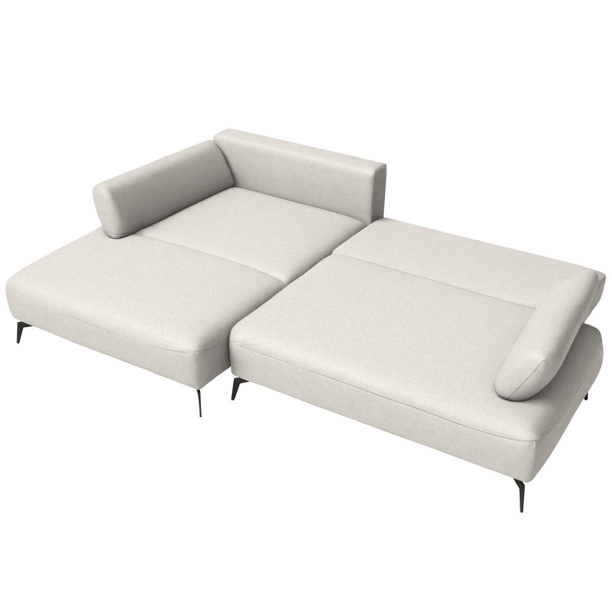 ECKSOFA Struktur Ecru  - Ecru/Schwarz, Design, Textil/Metall (186/284cm) - Lomoco