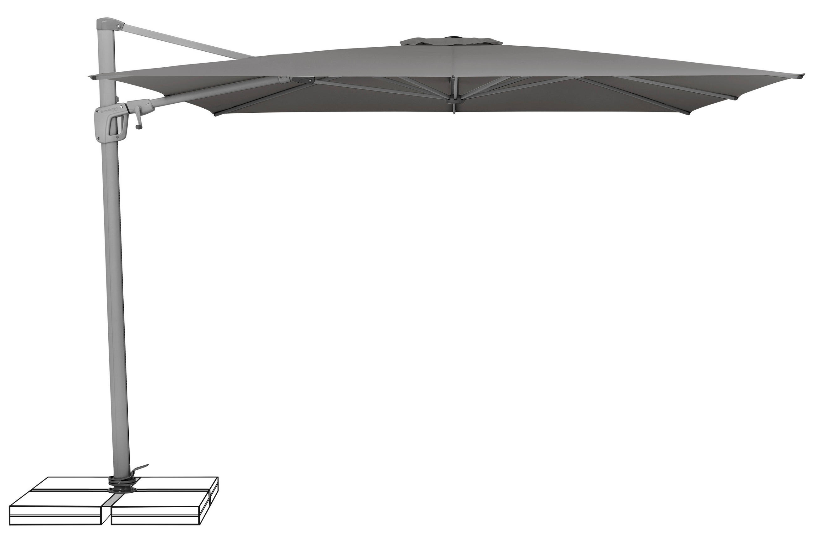AMPELSCHIRM 300/300 cm - Platinfarben/Dunkelgrau, Konventionell, Textil/Metall (300/300cm) - Suncomfort by Glatz