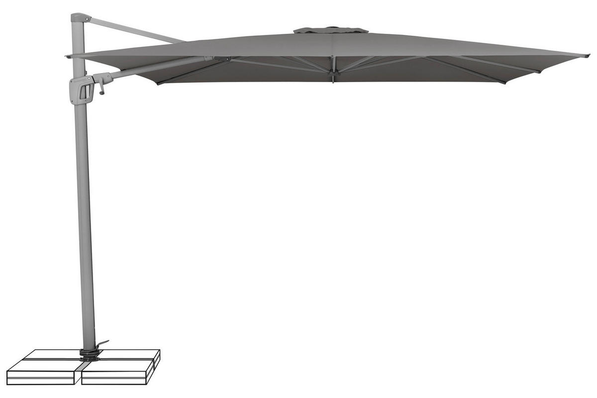 AMPELSCHIRM  300/300 cm  - Platinfarben/Dunkelgrau, Konventionell, Textil/Metall (300/300cm) - Suncomfort by Glatz