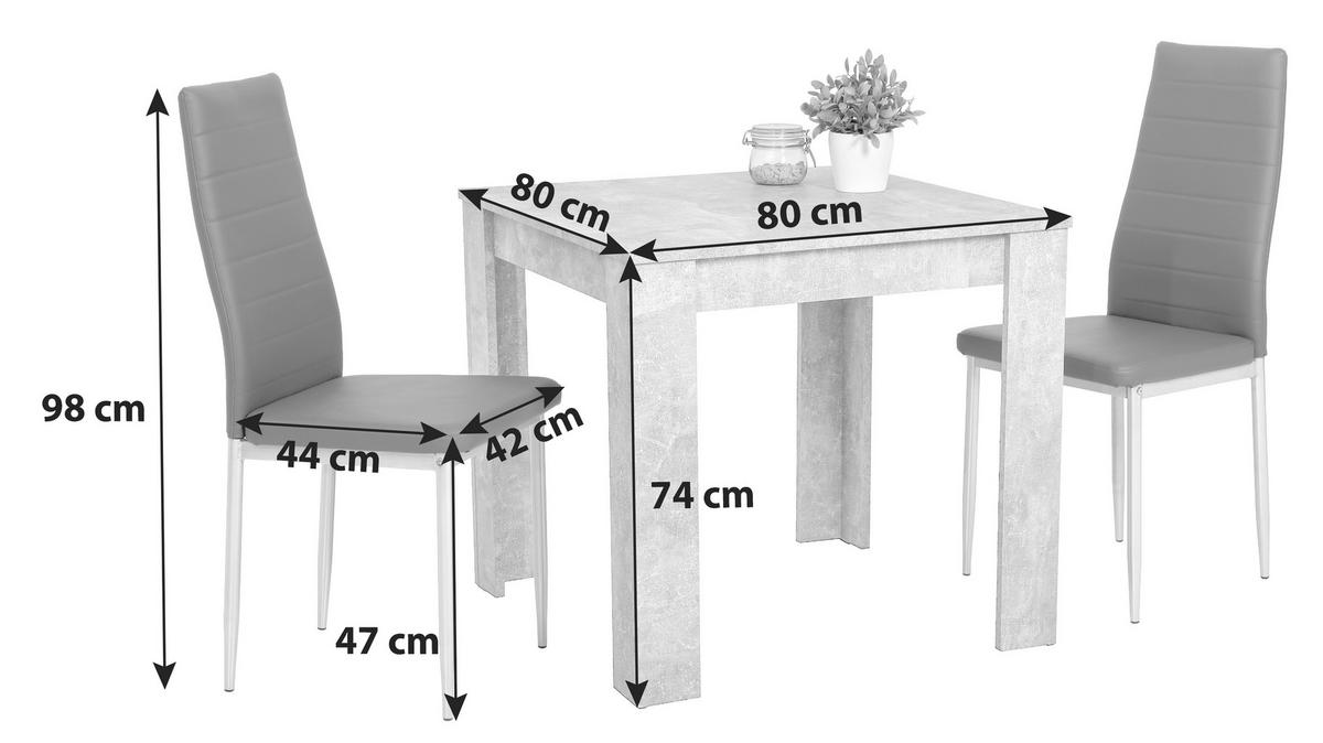 TISCHGRUPPE Grau  - Grau, MODERN, Textil/Metall (80/74/80cm)