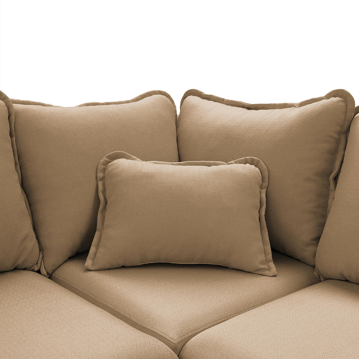WOHNLANDSCHAFT Sandfarben Textilgeflecht  - Sandfarben/Wengefarben, Design, Holz/Textil (167/296/170cm) - Livetastic