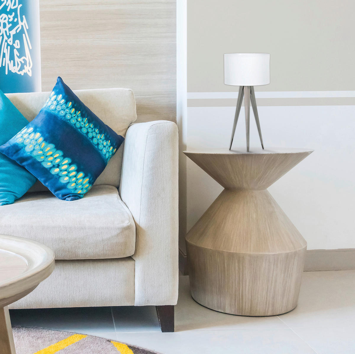 TISCHLEUCHTE Tripod 28/61,5 cm   - Nickelfarben, Design, Textil/Metall (28/61,5cm) - Näve