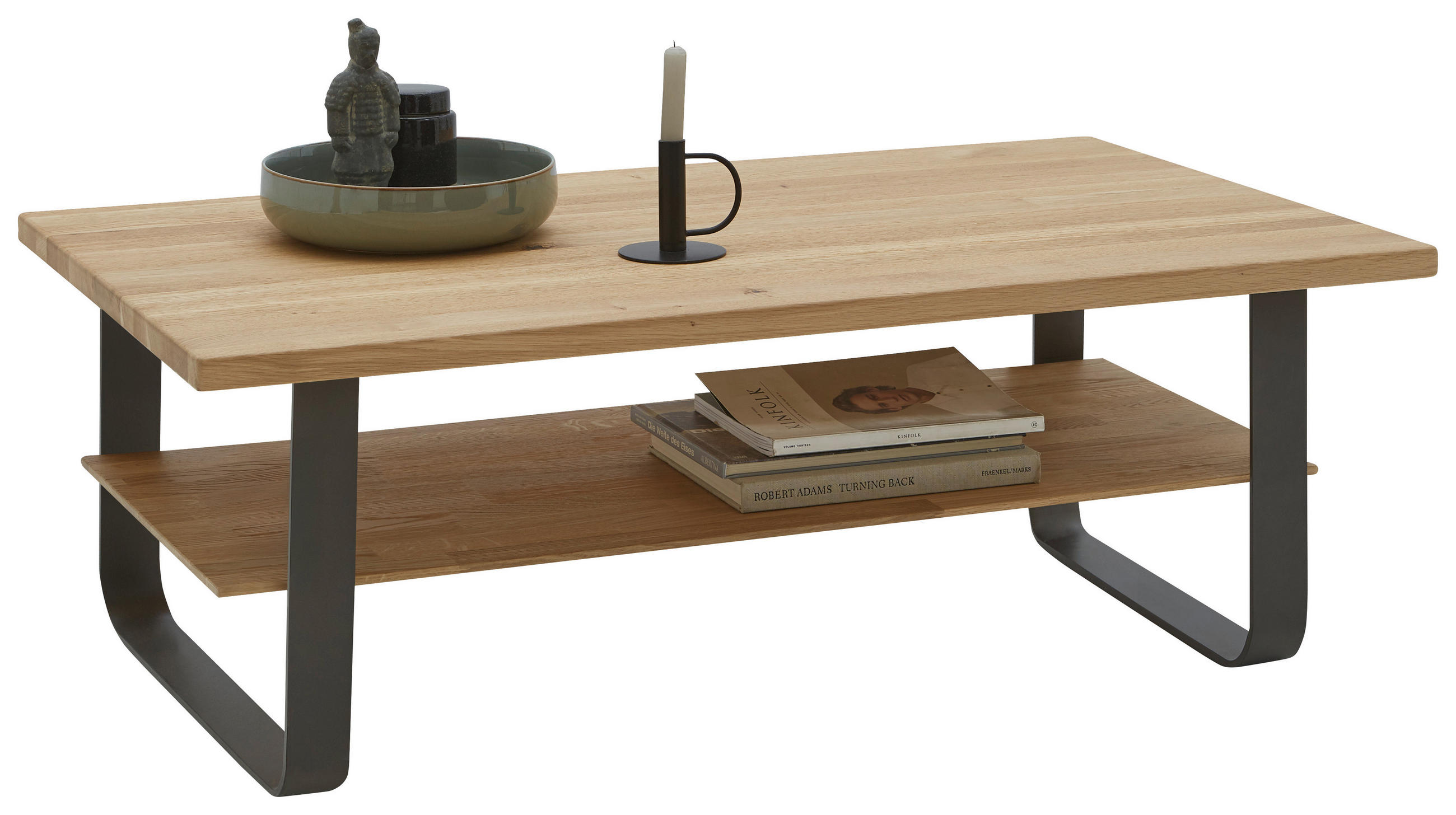 COUCHTISCH Holz, Metall 120/70/42,6 cm  - Wildeiche/Schwarz, Natur, Holz/Metall (120/70/42,6cm) - Valnatura