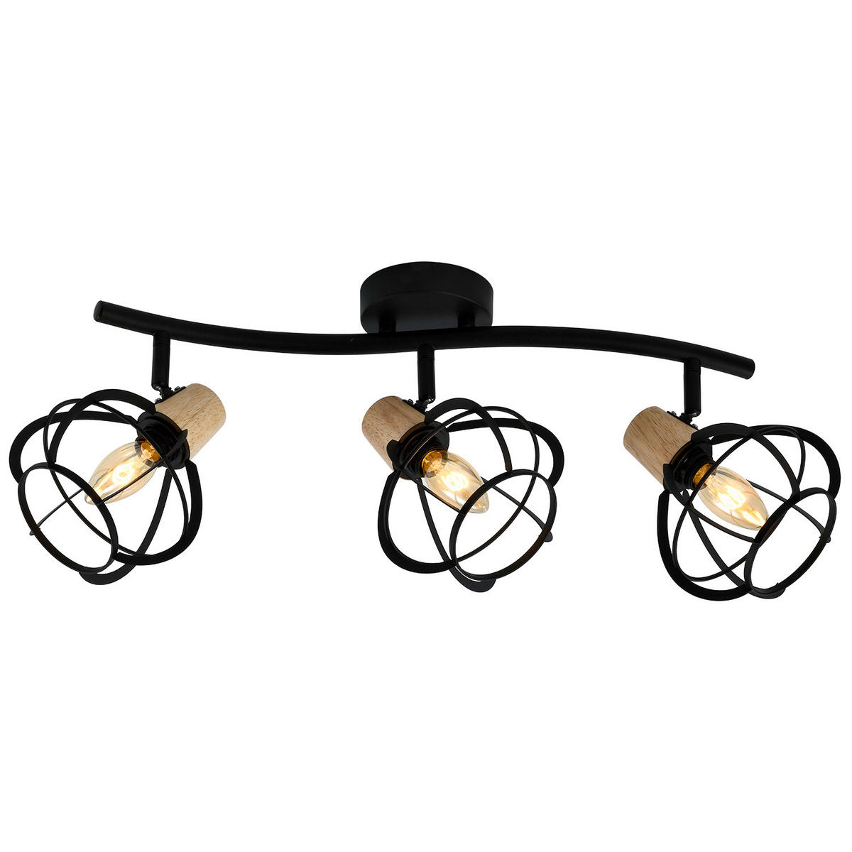 DECKENLEUCHTE    66/15/22 cm  - Schwarz/Akaziefarben, Design, Holz/Metall (66/15/22cm)