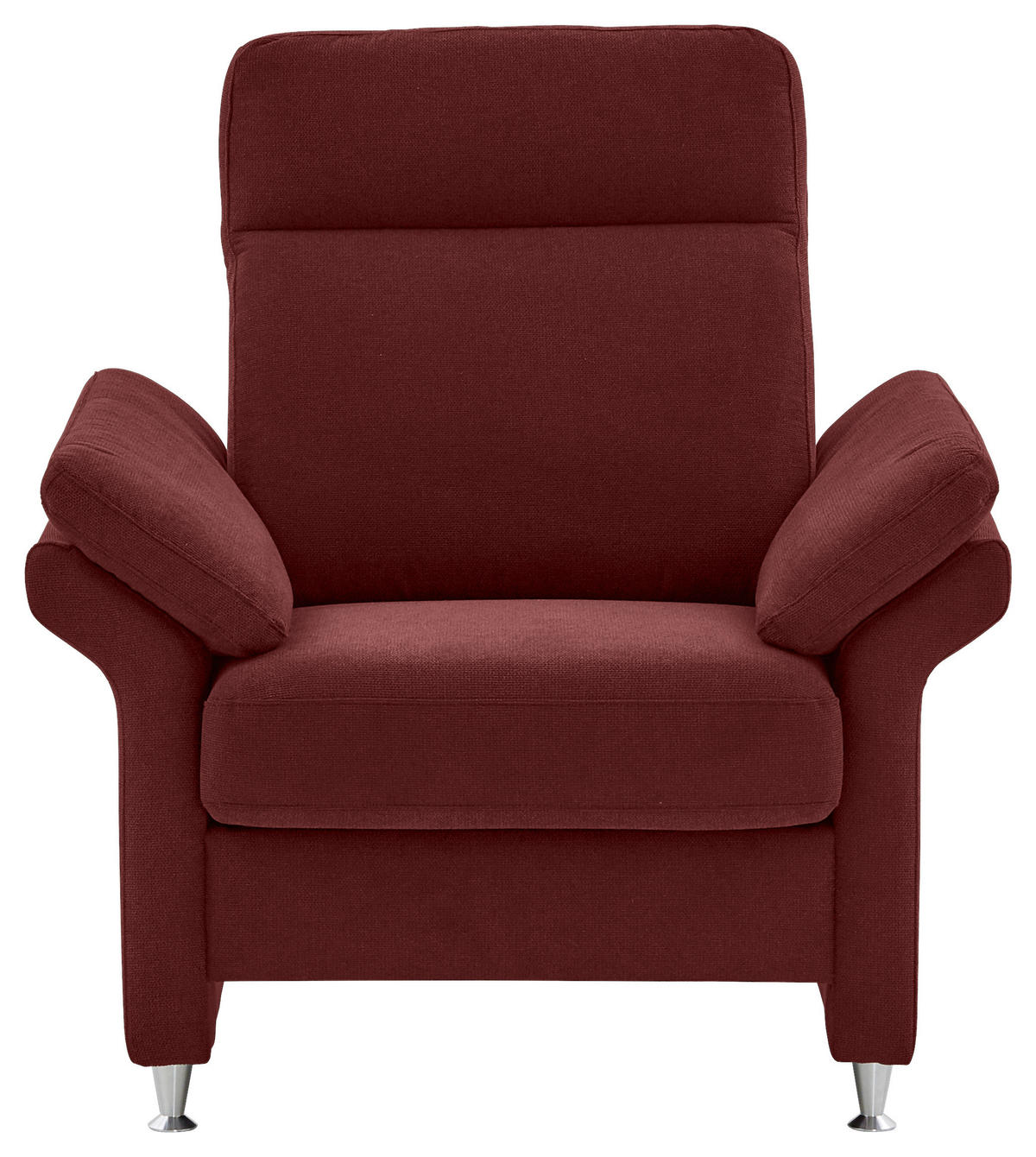 FERNSEHSESSEL  mit Relaxfunktion Flachgewebe Bordeaux  - Bordeaux/Alufarben, MODERN, Textil/Metall (96/103/89cm) - Pure Home Comfort