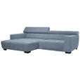 ECKSOFA in Webstoff Blau  182/279 cm  - Blau/Schwarz, KONVENTIONELL, Textil/Metall (182/279cm) - Hom`in