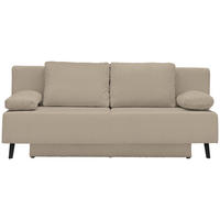 SCHLAFSOFA Cord Hellbraun  - Hellbraun/Schwarz, Modern, Textil/Metall (193/85/88cm) - Novel