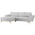 ECKSOFA in Webstoff Silberfarben  - Eichefarben/Silberfarben, Design, Holz/Textil (175/282cm) - Carryhome