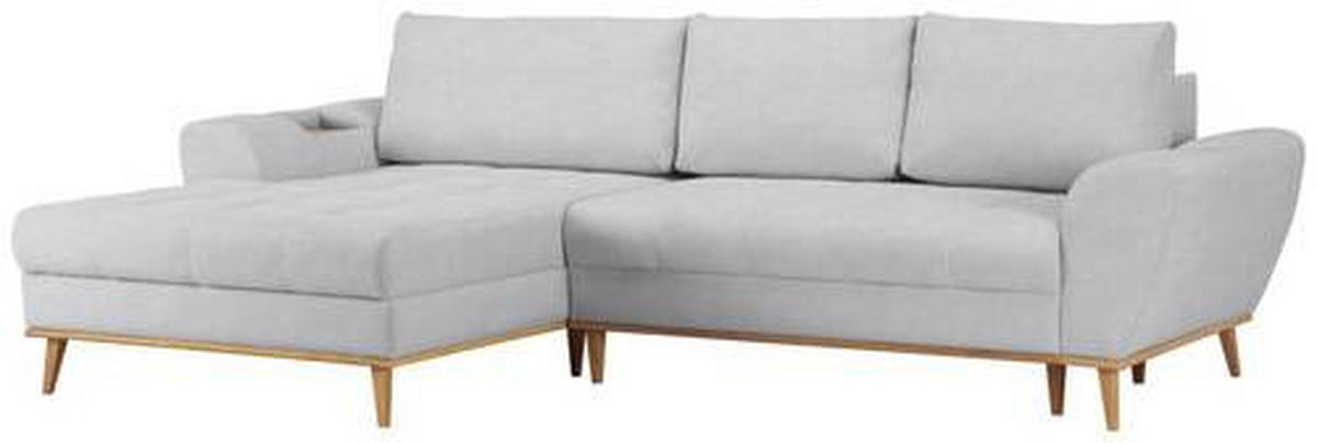 ECKSOFA in Webstoff Silberfarben  - Eichefarben/Silberfarben, Design, Holz/Textil (175/282cm) - Carryhome