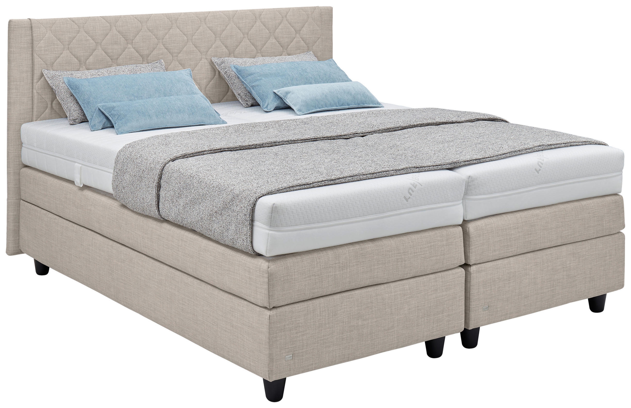 BOXSPRINGBETT 200/200 cm  in Sandfarben  - Sandfarben/Schwarz, Design, Holzwerkstoff/Kunststoff (200/200cm) - RUF Betten