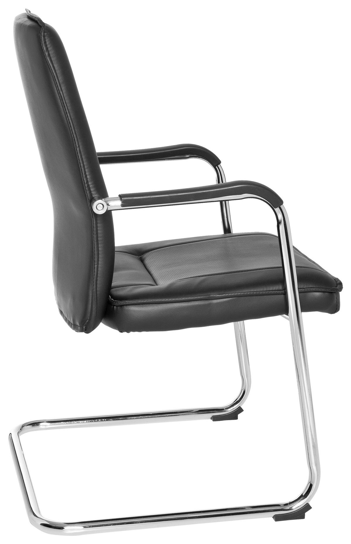 BESUCHERSTUHL  in Lederlook Schwarz  - Chromfarben/Schwarz, MODERN, Kunststoff/Textil (56/97/46cm) - MID.YOU