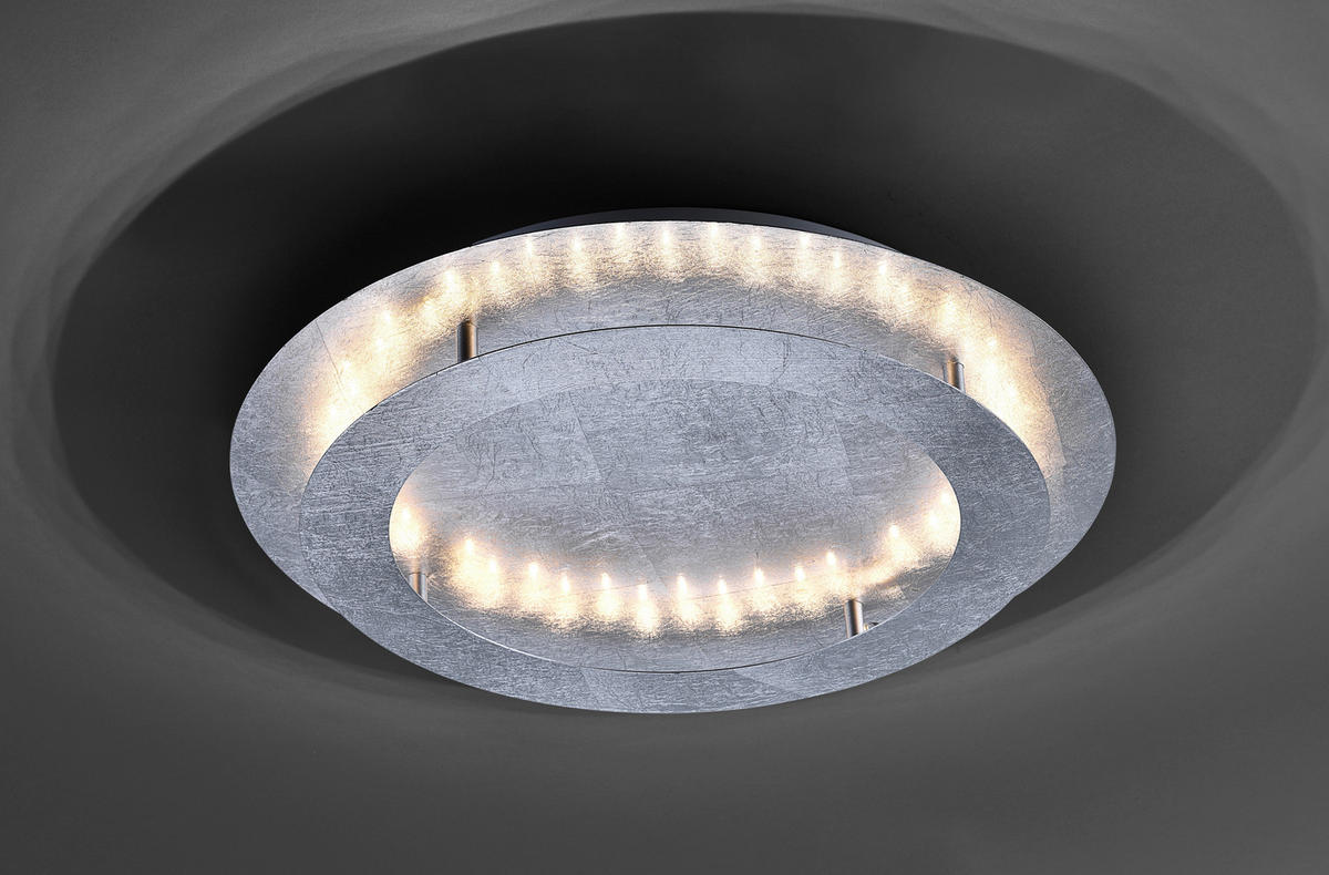 LED-DECKENLEUCHTE Nevis 50/50/8 cm   - Silberfarben, Design, Kunststoff/Metall (50/50/8cm) - Paul Neuhaus