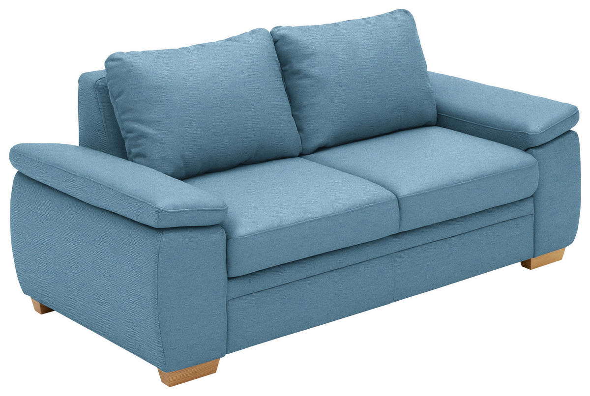 SCHLAFSOFA Chenille Blau  - Blau/Eiche Bianco, KONVENTIONELL, Holz/Textil (196/90/100cm) - Beldomo Style