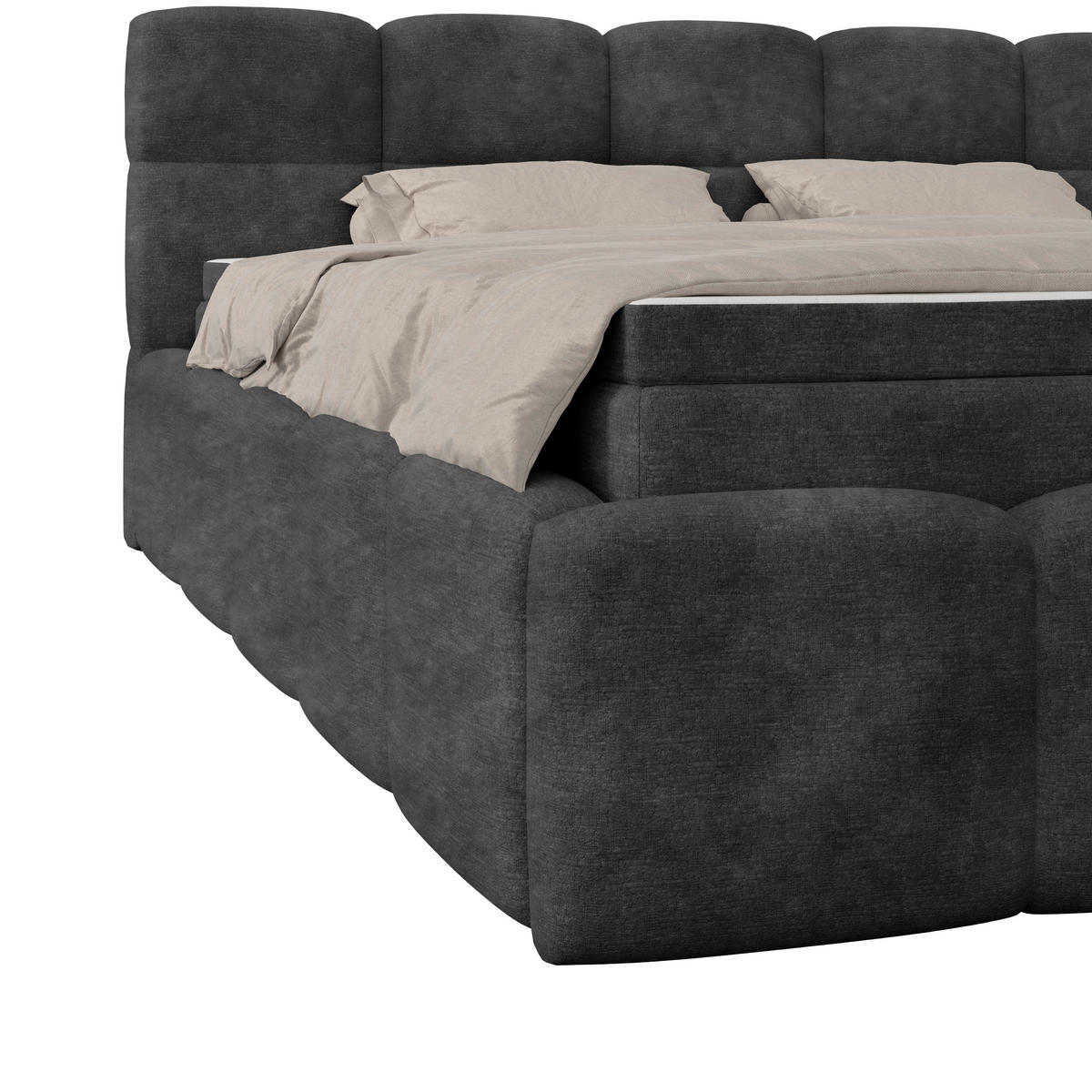 POLSTERBETT 160/200 cm,  in Schwarz, Matratze, Bettkasten, H3 = fest  - Schwarz, Trend, Kunststoff/Textil (160/200cm)