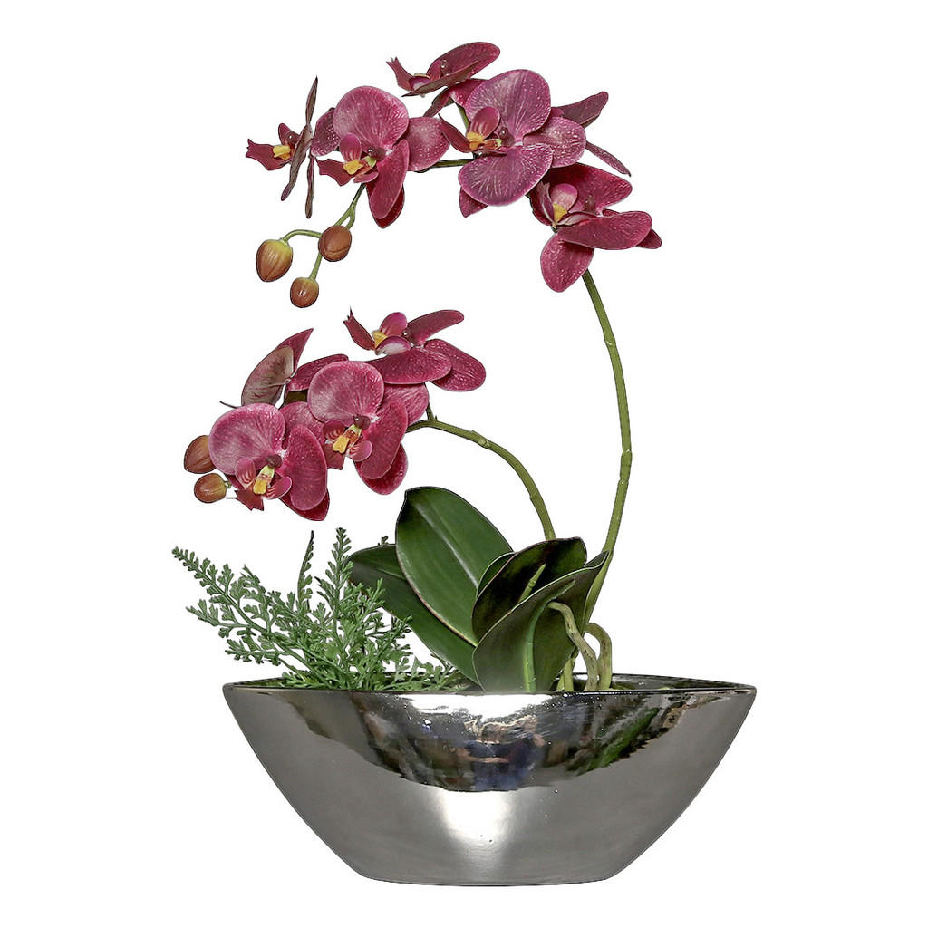 UMELÝ KVET orchidea 40 cm - vínovočervená