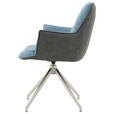 ARMLEHNSTUHL  in Edelstahl Mikrofaser, Leinenoptik  - Blau/Edelstahlfarben, Design, Textil/Metall (59/89,5/63cm) - Novel