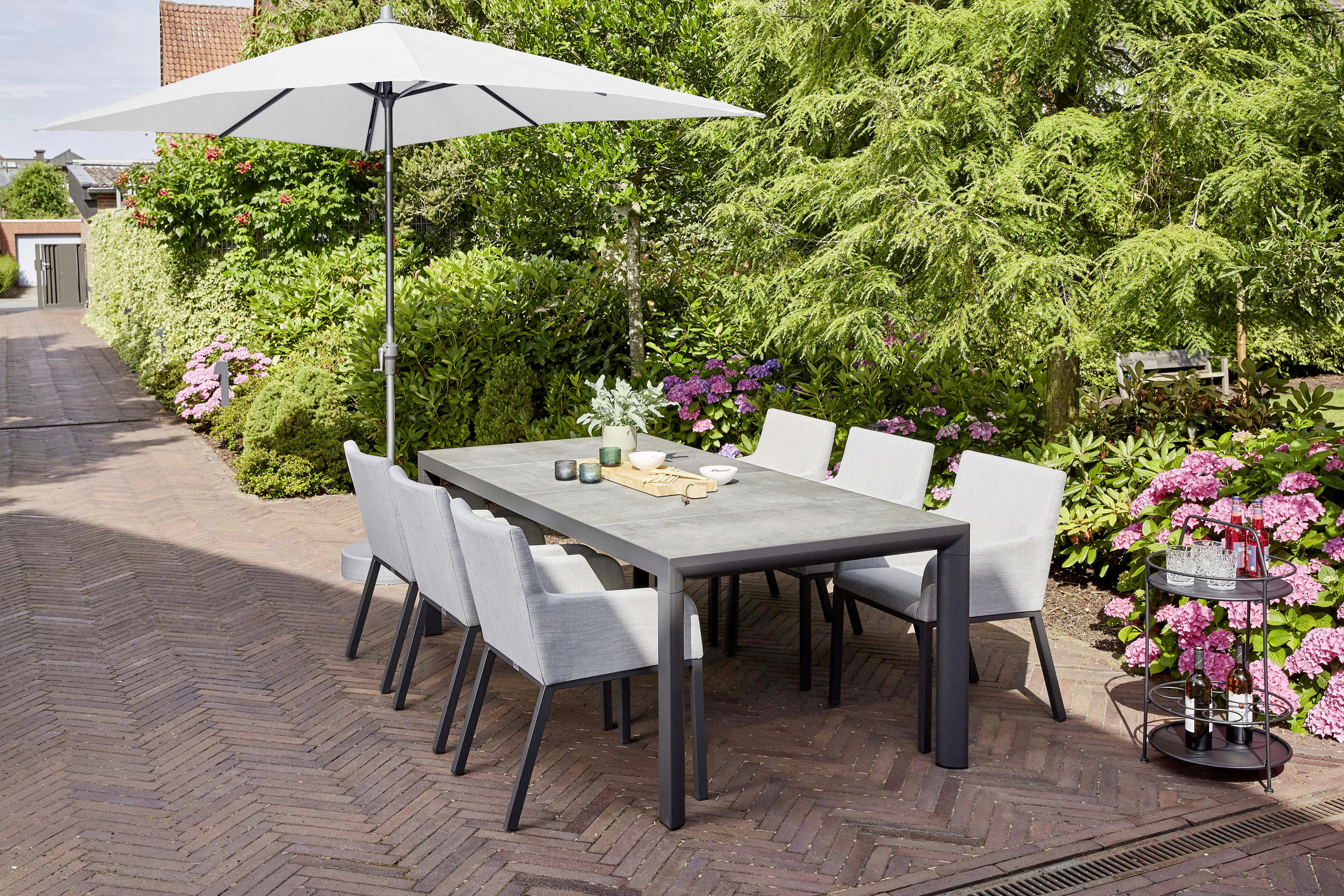 SONNENSCHIRM 300 cm - Anthrazit/Grau, KONVENTIONELL, Textil/Metall (300/200cm) - Siena Garden