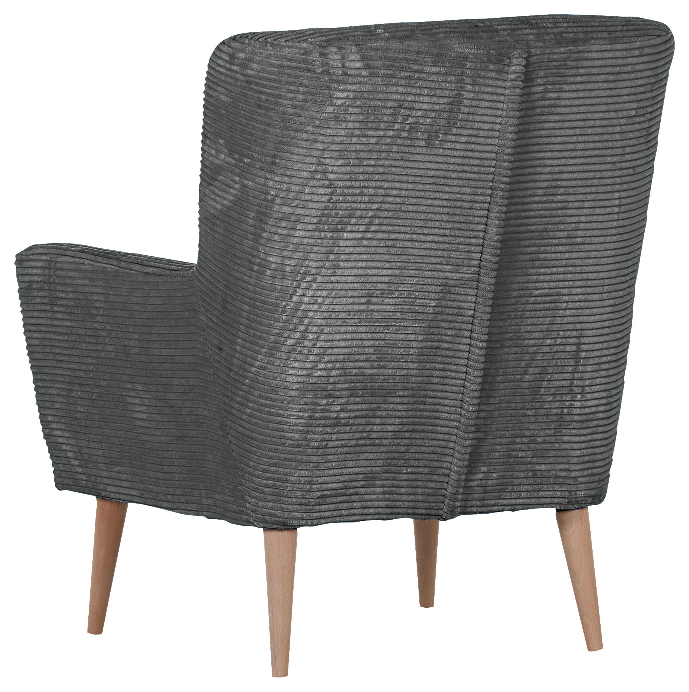 SESSEL in Cord Dunkelgrau  - Dunkelgrau/Naturfarben, Trend, Holz/Textil (77/80/93cm)