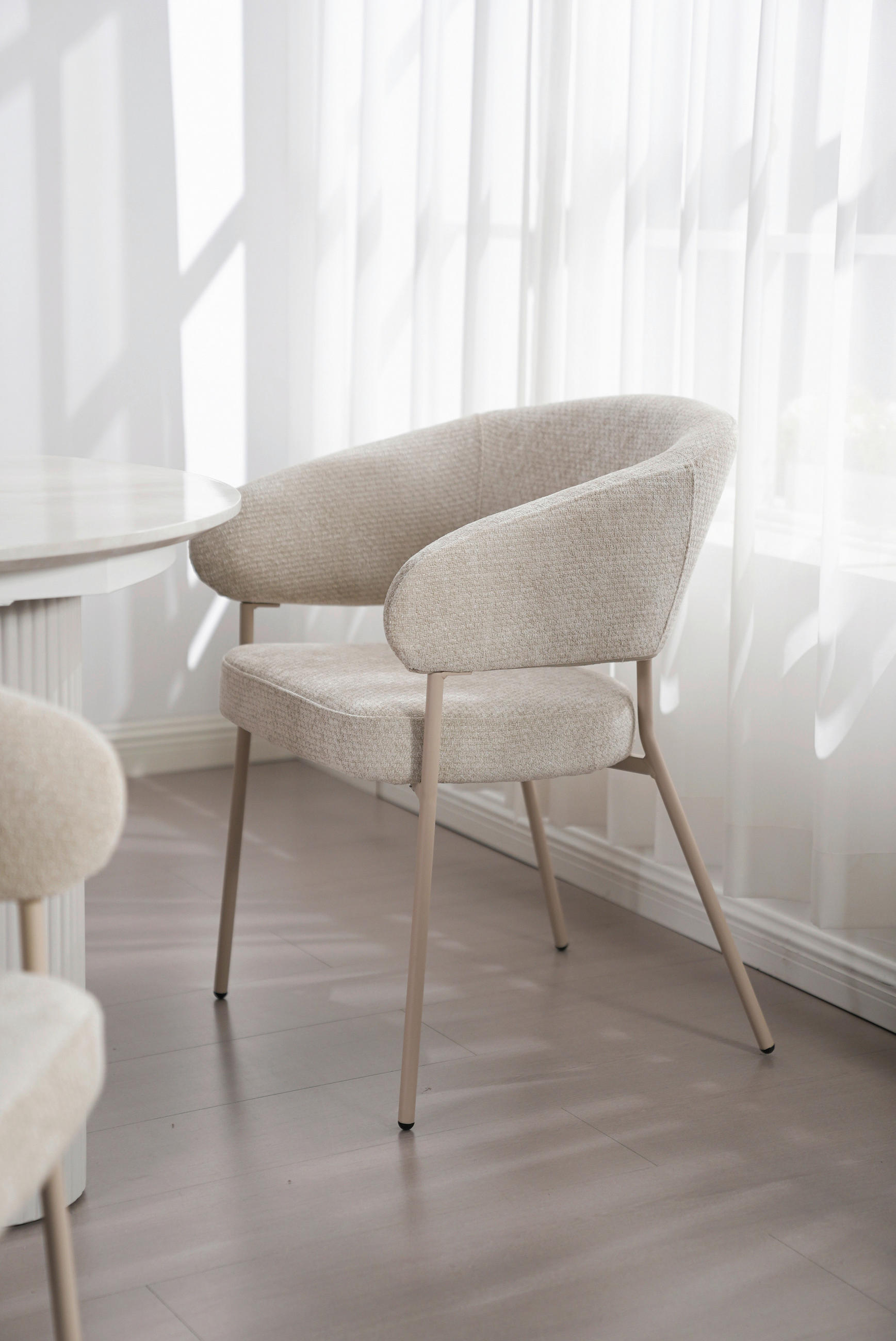 ARMLEHNSTUHL  in Eisen Chenille  - Beige, LIFESTYLE, Holz/Textil (60/81/60cm) - Livetastic