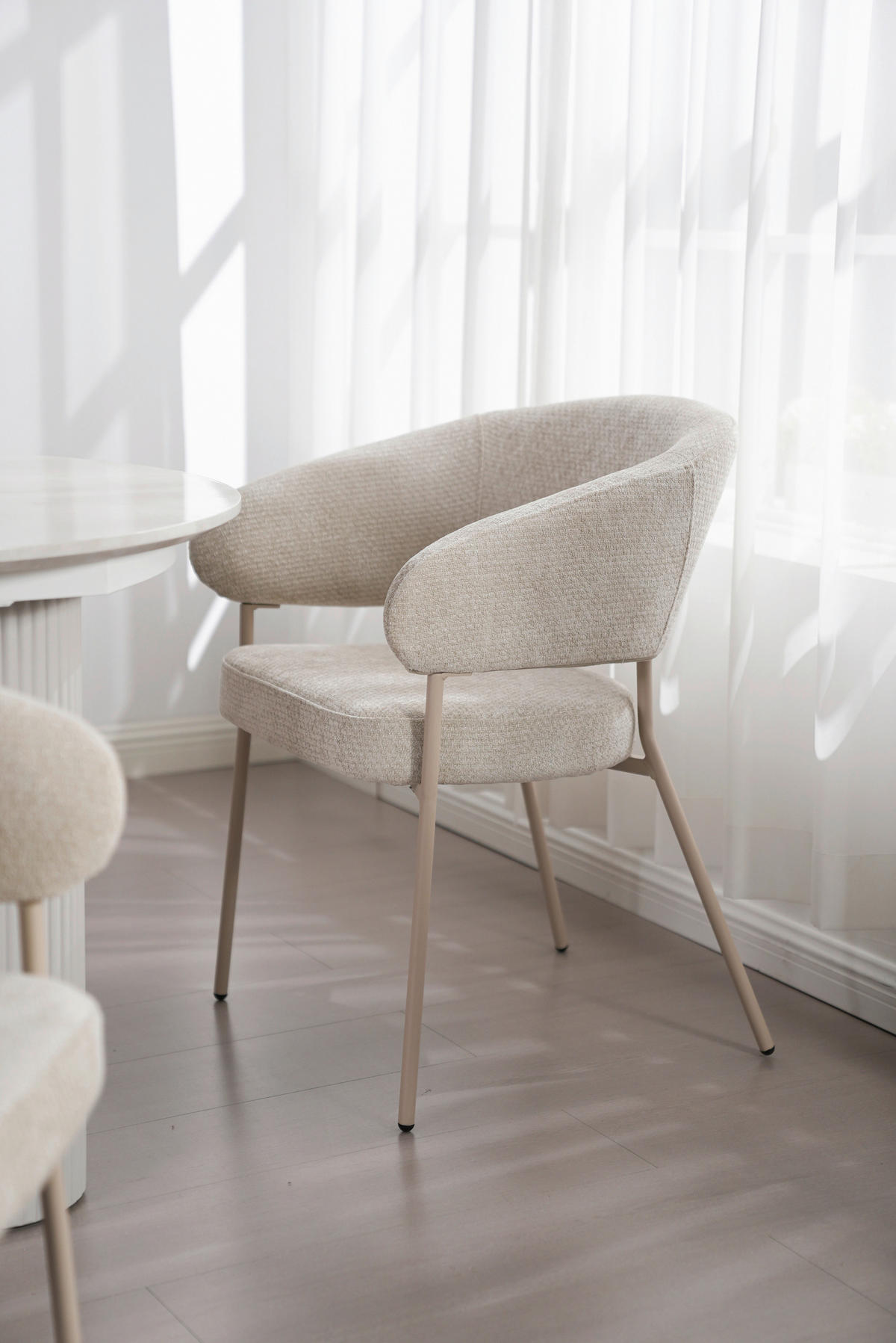 ARMLEHNSTUHL  in Eisen Chenille  - Beige, LIFESTYLE, Holz/Textil (60/81/60cm) - Livetastic