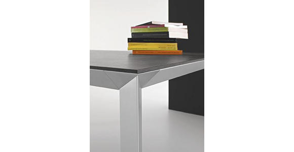 ESSTISCH rechteckig Alufarben, Schwarz - Alufarben/Schwarz, Design, Kunststoff/Metall (160(220)/90/76cm) - Novel
