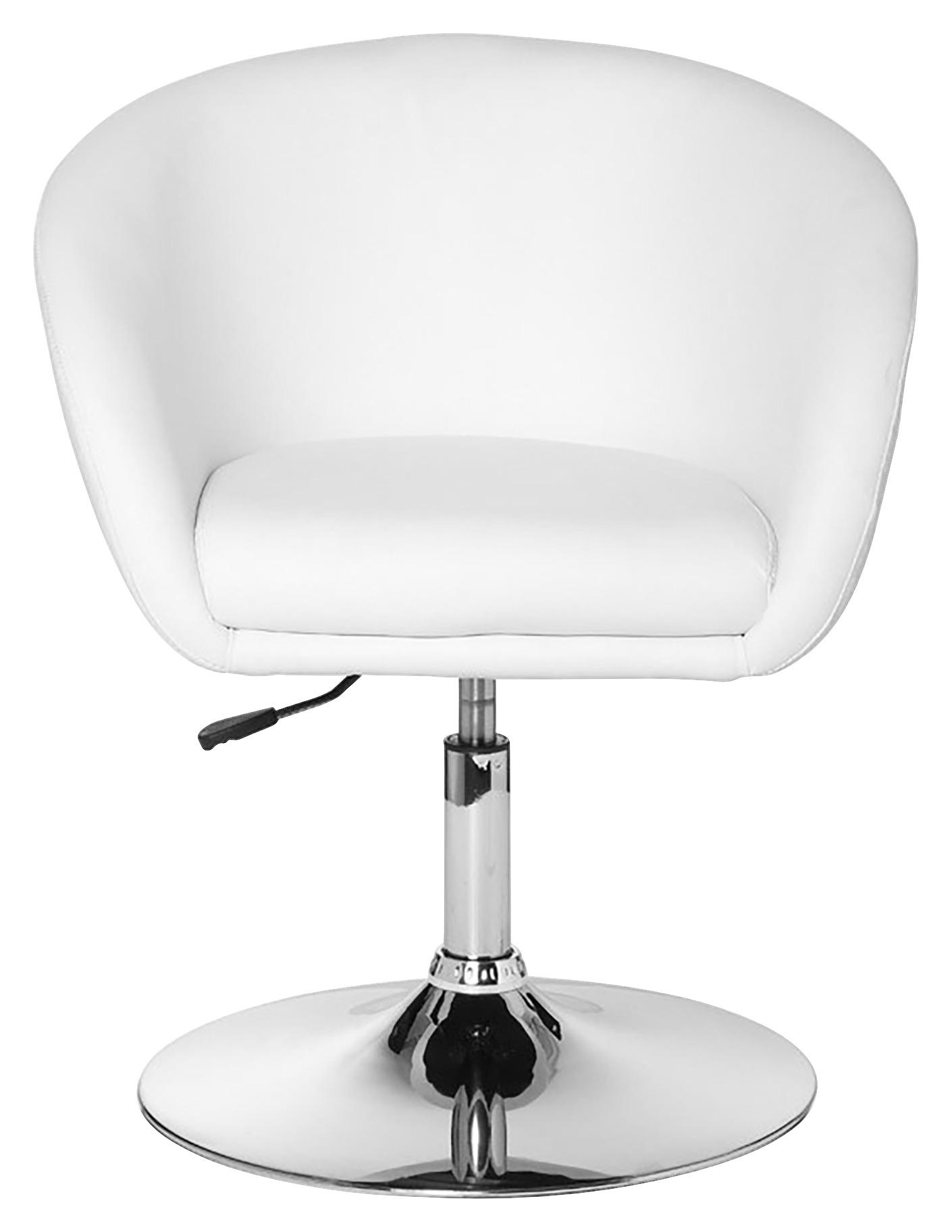 STOL MED ARMSTÖD läderimitation  - vit/kromfärg, Modern, metall/textil (62/84/55cm) - MID.YOU
