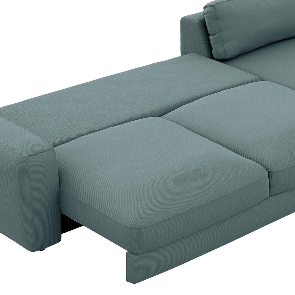 ECKSOFA Cord Blaugrau  - Blaugrau/Schwarz, Modern, Textil (303/176cm) - Trendmanufaktur