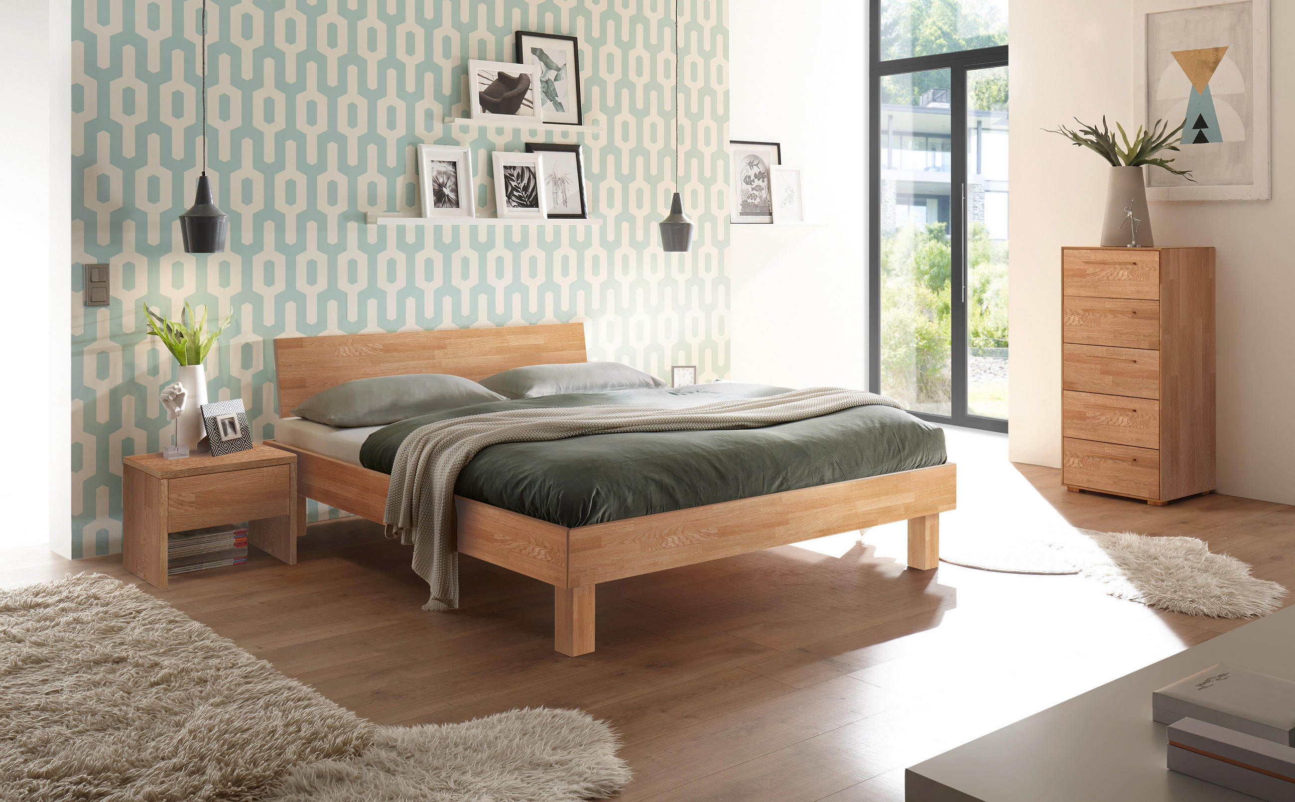 BETT 200/200 cm  in Eiche Bianco   - Eiche Bianco/Eichefarben, Natur, Holz (200/200cm) - Hasena