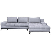 ECKSOFA  in Webstoff Hellgrau  315/212 cm  - Hellgrau/Schwarz, Design, Textil/Metall (315/212cm) - Carryhome