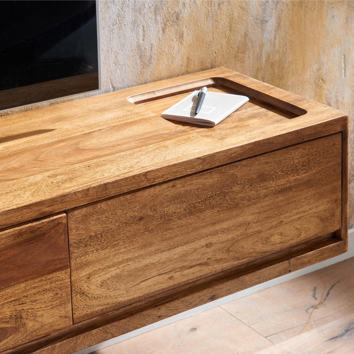LOWBOARD  in  - Sheeshamfarben, Design, Holz (160/25/35cm) - MID.YOU