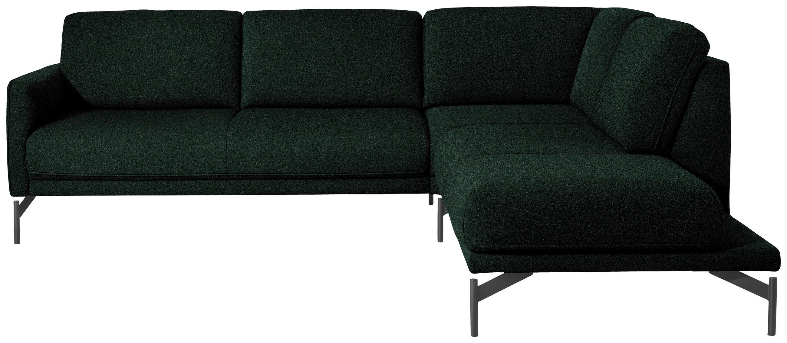 ECKSOFA in Flachgewebe, Struktur Dunkelgrün  254/230 cm  - Dunkelgrün/Anthrazit, Design, Textil/Metall (254/230cm) - Johann Jakob