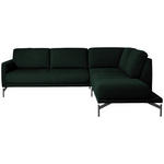 ECKSOFA in Flachgewebe, Struktur Dunkelgrün  254/230 cm  - Dunkelgrün/Anthrazit, Design, Textil/Metall (254/230cm) - Johann Jakob