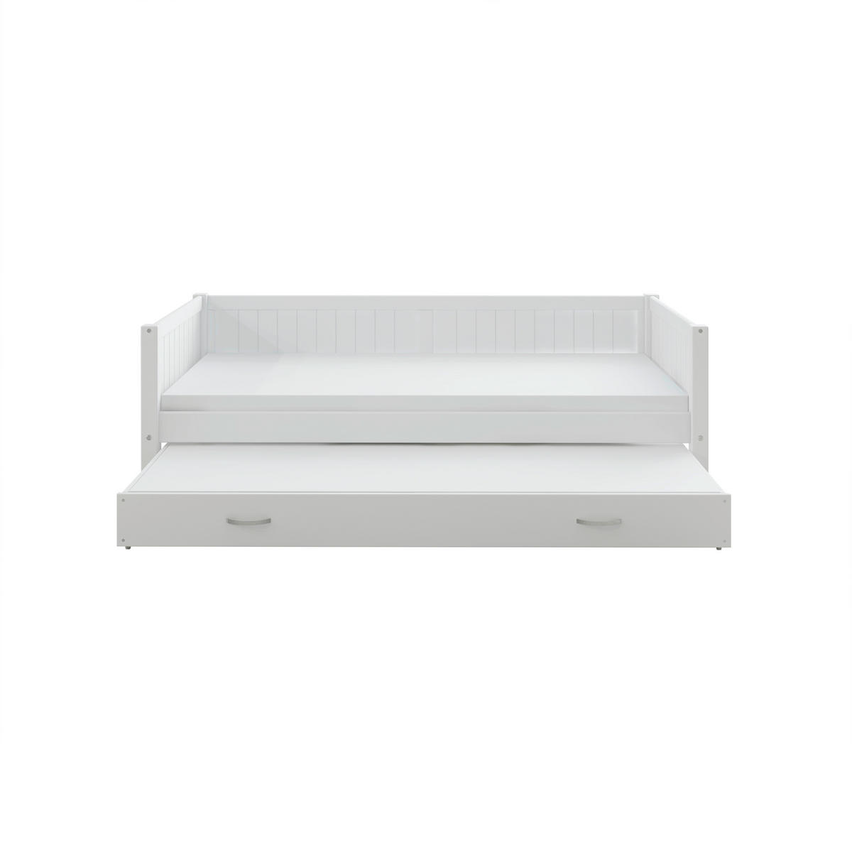 AUSZIEHBETT 90/200 cm,  in Weiß, Rollrost für Zusatzbett, Rollrost für Hauptbett  - Weiß, MODERN, Holz (90/200cm) - Chameo